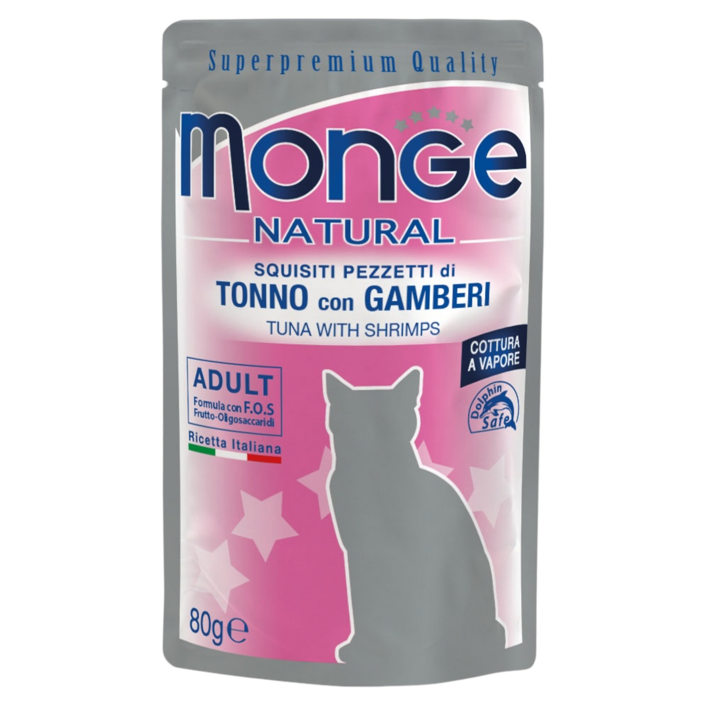 MONGE Gatto Natural Bustina Tonno e Gamberi 80gr