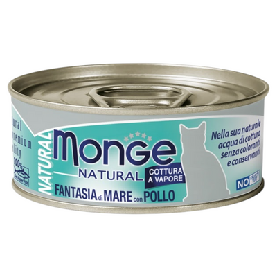 MONGE Gatto Natural Lattina Fantasia di Mare con Pollo 80gr