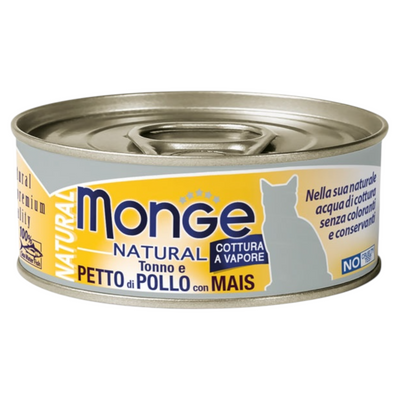 MONGE Gatto Natural Lattina Tonno con Pollo e Mais 80gr