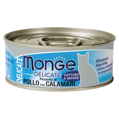 MONGE Gatto Delicate Lattina Pollo con Calamari 80gr
