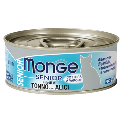 MONGE Gatto Jelly Senior Lattina Tonno Acciughine 80gr