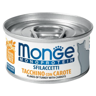 MONGE Gatto Monoprotein Sfilaccetti Tacchino con Carote 80gr