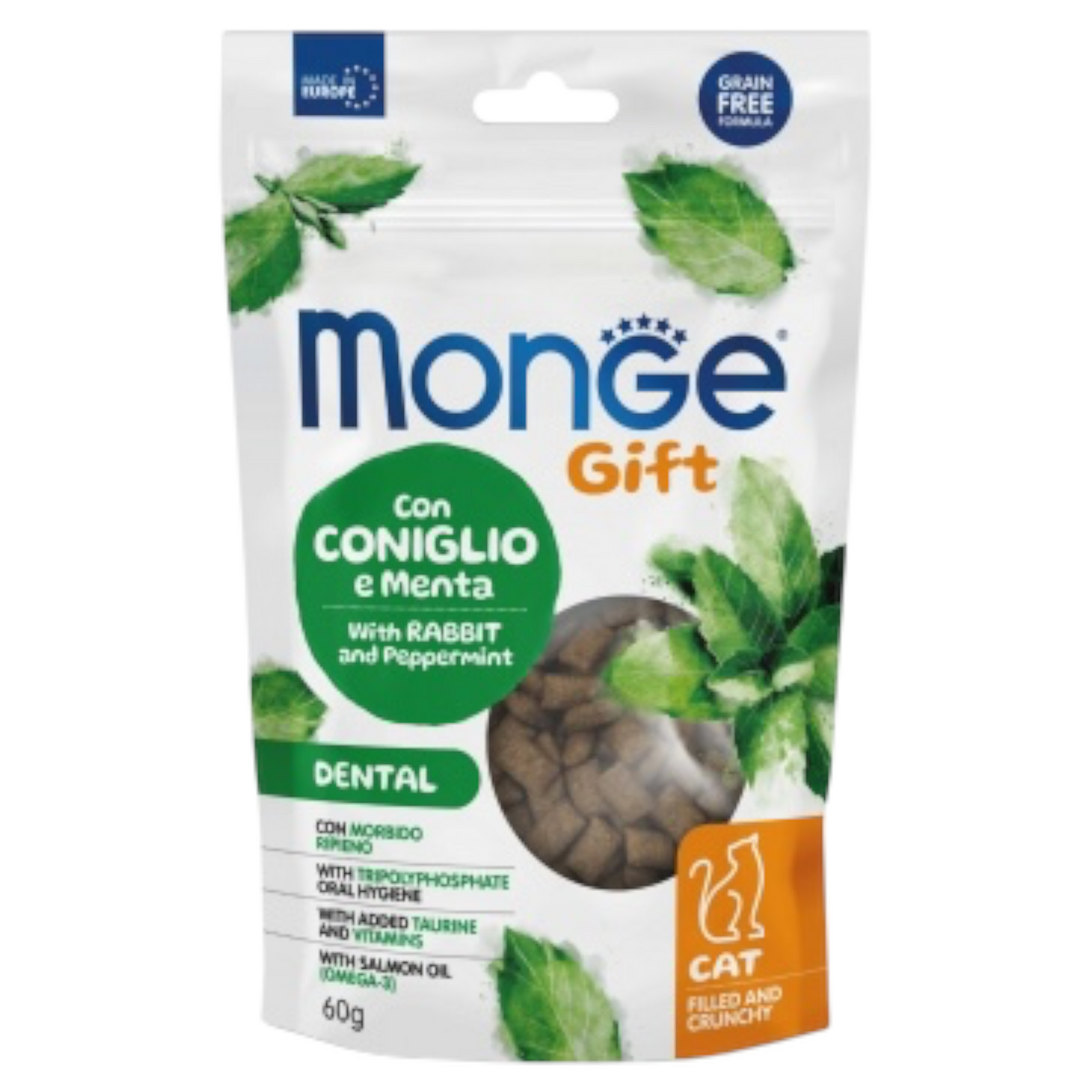 MONGE Gatto Gift Crunchy Dental con Coniglio e Menta 60gr