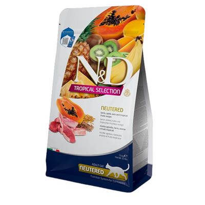 FARMINA N&D Gatto Tropical Neutered - Agnello, Farro, Avena e Frutti Tropicali 10Kg