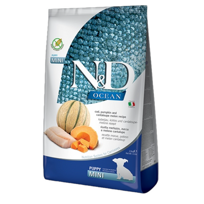 FARMINA N&D Cane Ocean GF Mini Puppy - Merluzzo, Zucca e Melone 800Gr