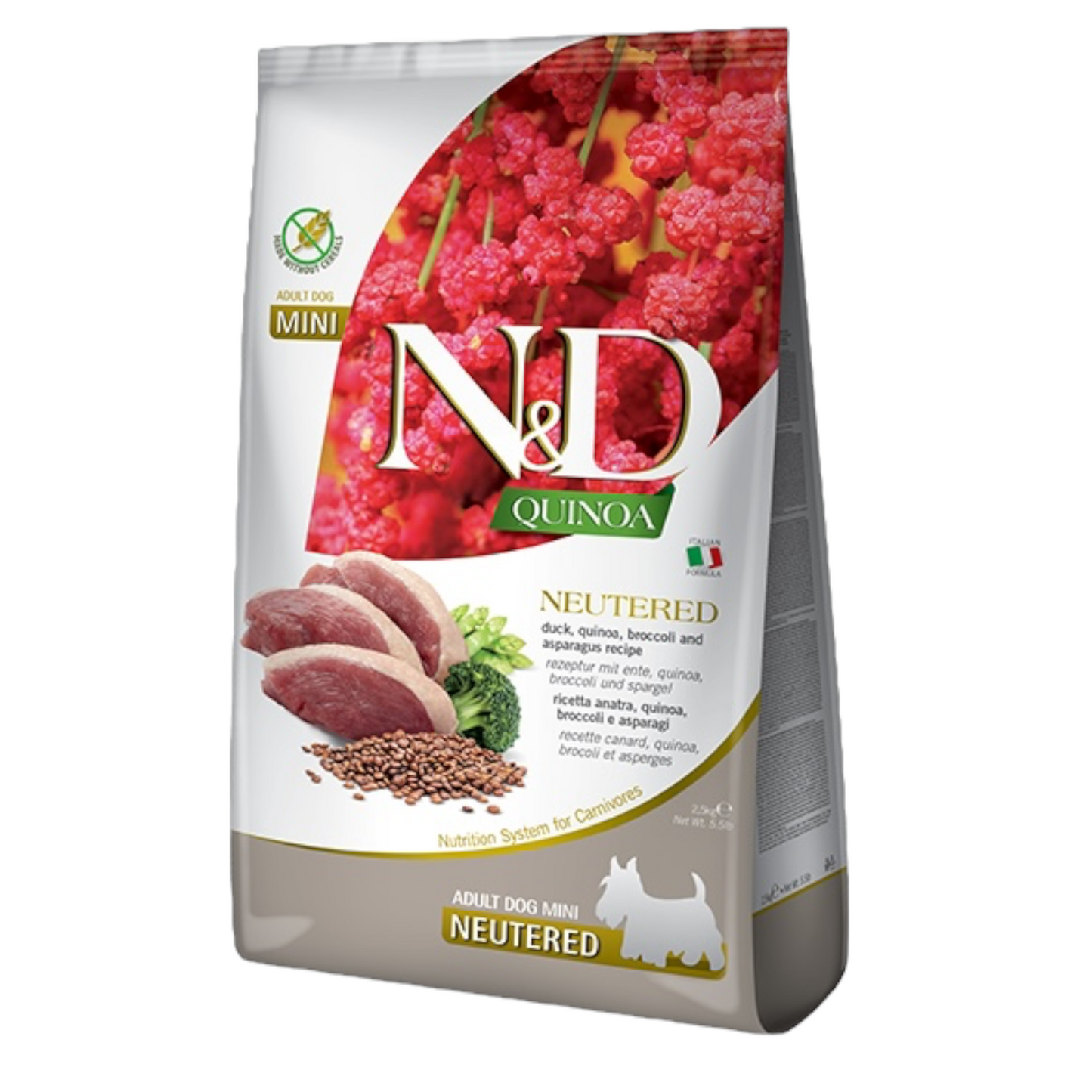 FARMINA N&D Cane Quinoa GF Mini Neutered - Anatra, Quinoa, Broccoli e Asparagi 7Kg