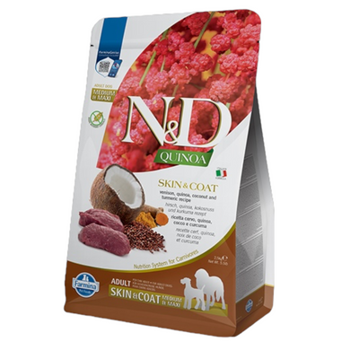 FARMINA N&D Cane Quinoa Skin&Coat GF Medium/Maxi Adult - Cervo, Quinoa, Cocco e Curcuma 7Kg