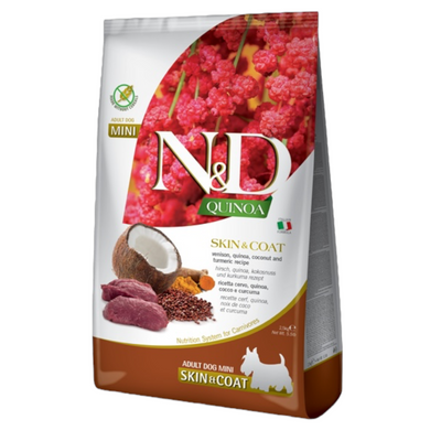 FARMINA N&D Cane Quinoa Skin&Coat GF Mini Adult - Cervo, Quinoa, Cocco e Curcuma 7Kg