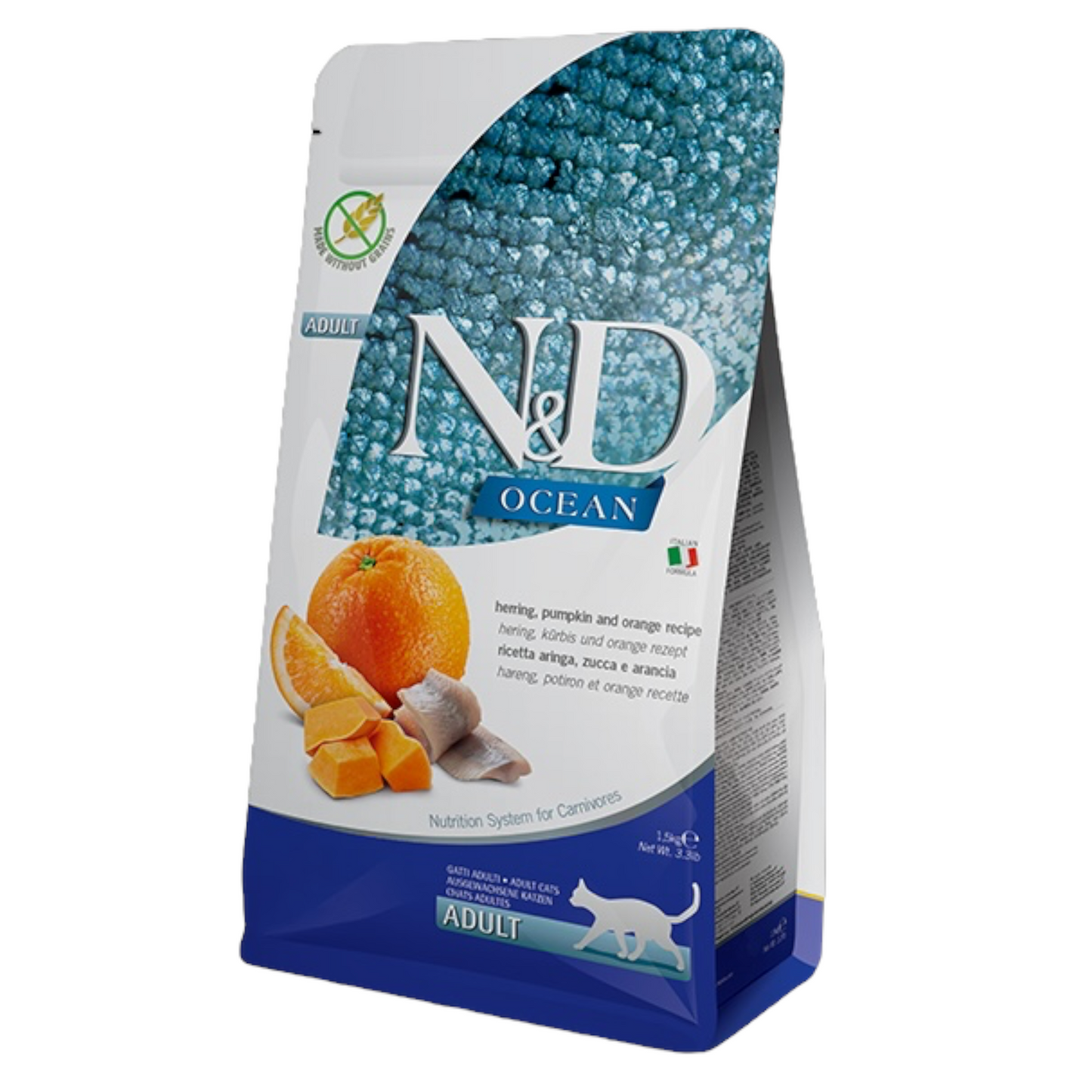 FARMINA N&D Gatto Ocean GF Adult - Aringa, Zucca e Arancia 300Gr