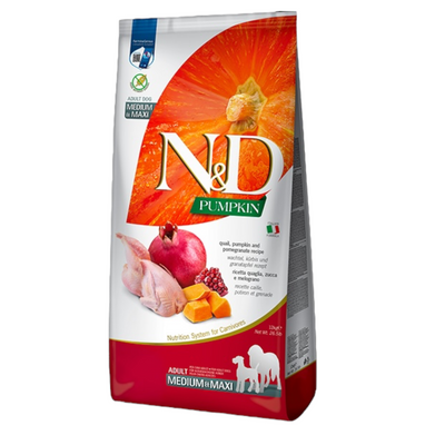 FARMINA N&D Cane Pumpkin GF Medium/Maxi Adult - Quaglia, Zucca e Melograno 12Kg
