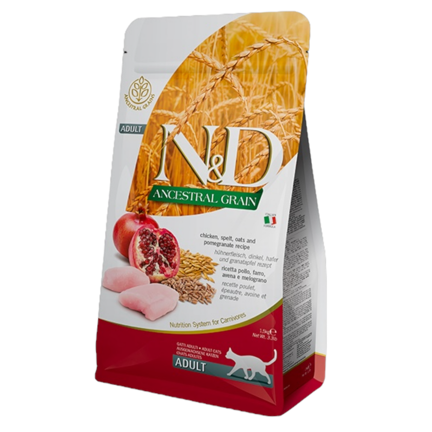 FARMINA N&D Gatto Ancestral Adult - Pollo, Farro, Avena e Melograno 5Kg