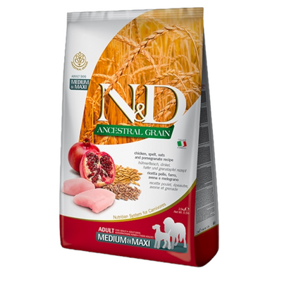 FARMINA N&D Cane Ancestral Medium/Maxi Adult - Pollo, Farro, Avena e Melograno 2,5Kg