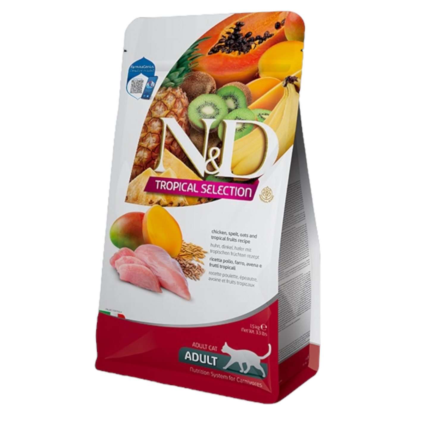 FARMINA N&D Gatto Tropical Adult - Pollo, Farro, Avena e Frutti Tropicali 1,5Kg