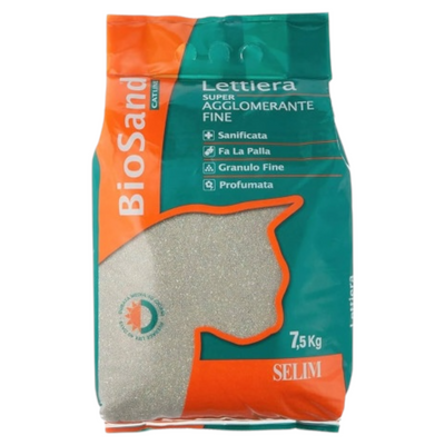BIOSAND Lettiera Bentonite SuperAgglomerante fine profumata 7,5 kg
