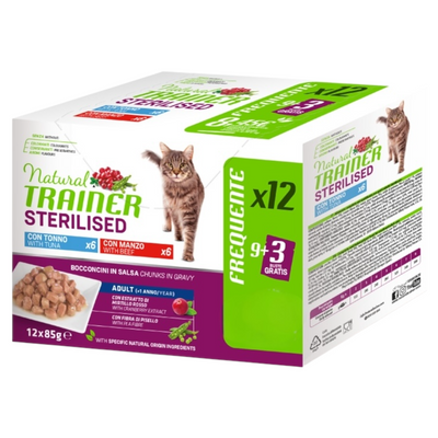 TRAINER Cat Multipack Sterilised Tonno/Manzo 9+3pz