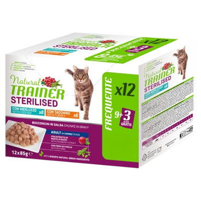 TRAINER Cat Multipack Sterilised Merluzzo/Tacchino 9+3pz