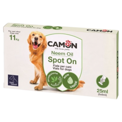 CAMON Fiale Spot-on per cani oltre gli 11Kg Olio di Neem 5 Fiale da 15ml