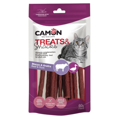 CAMON Snack Gatto Stick di Manzo e Anatra 60gr