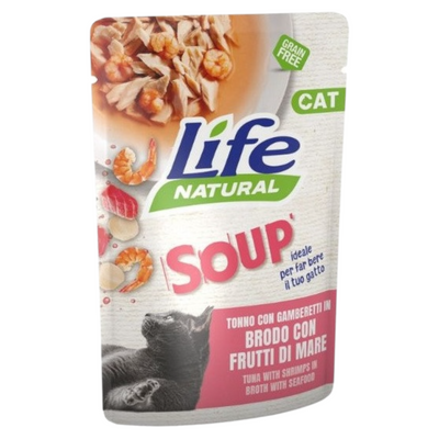 LIFE Cat Soup Tonno con Gamberetti in brodo di Frutti di Mare 60gr