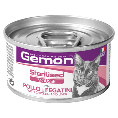 GEMON Gatto Sterilised Mousse con Pollo e Fegatini 85gr