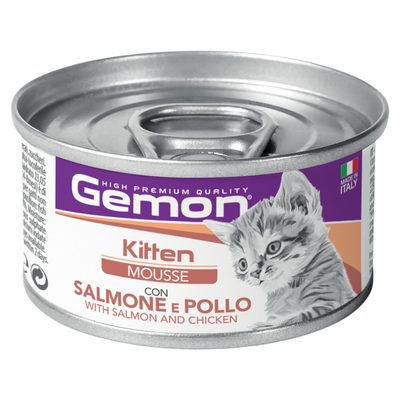 GEMON Gatto Kitten Mousse con Salmone e Pollo 85gr