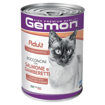 GEMON Gatto Adult Bocconcini con Salmone e Gamberetti 415gr