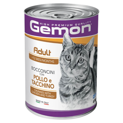 GEMON Gatto Adult Bocconcini con Pollo e Tacchino 415gr