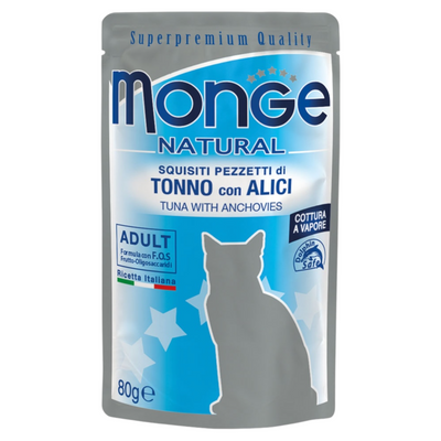 MONGE Gatto Natural Bustina Tonno con Alici 80gr