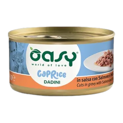 OASY Gatto Caprice Dadini in Salsa con Salmone e Pollo 85gr