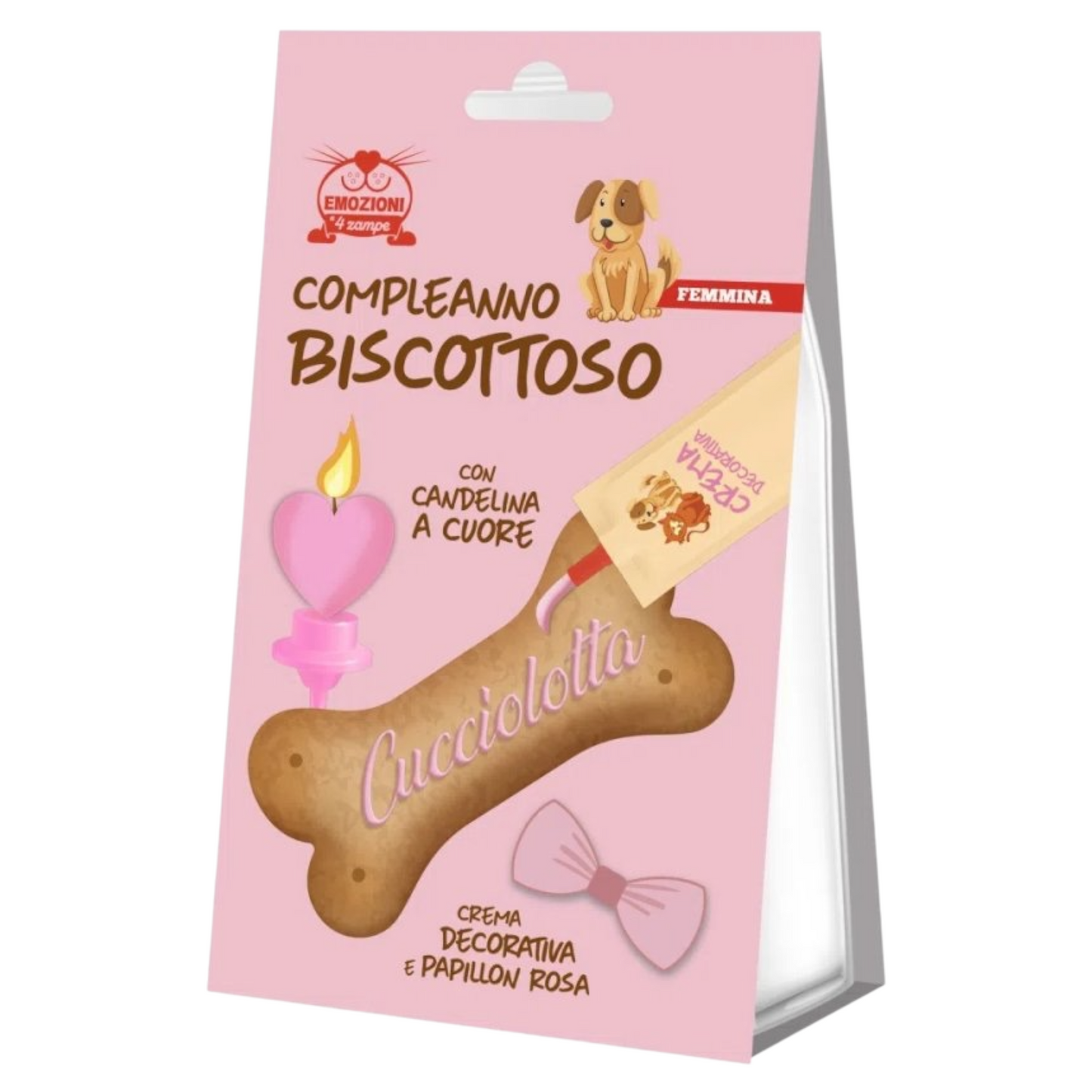 EMOZIONI A 4 ZAMPE Compleanno Biscottoso Rosa Cane