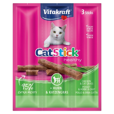 VITAKRAFT Snack Gatto Stick Pollo e Erba Gatta 3pz