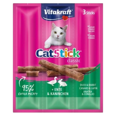 VITAKRAFT Snack Gatto Stick Anatra e Coniglio 3pz