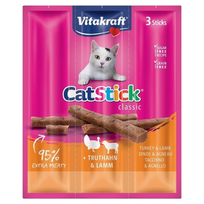 VITAKRAFT Snack Gatto Stick Tacchino e Agnello 3pz