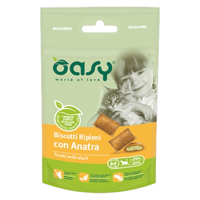 OASY Snack Gatto Biscotti Ripieni con Anatra 60Gr
