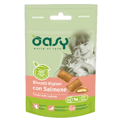 OASY Snack Gatto Biscotti Ripieni con Salmone 60Gr