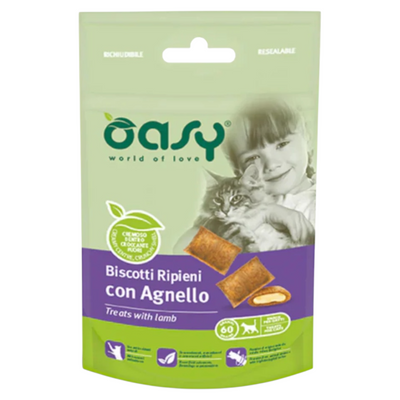 OASY Snack Gatto Biscotti Ripieni con Agnello 60Gr