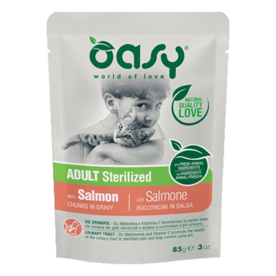 OASY Gatto Sterilised Bocconcini in Salsa al Salmone 85gr