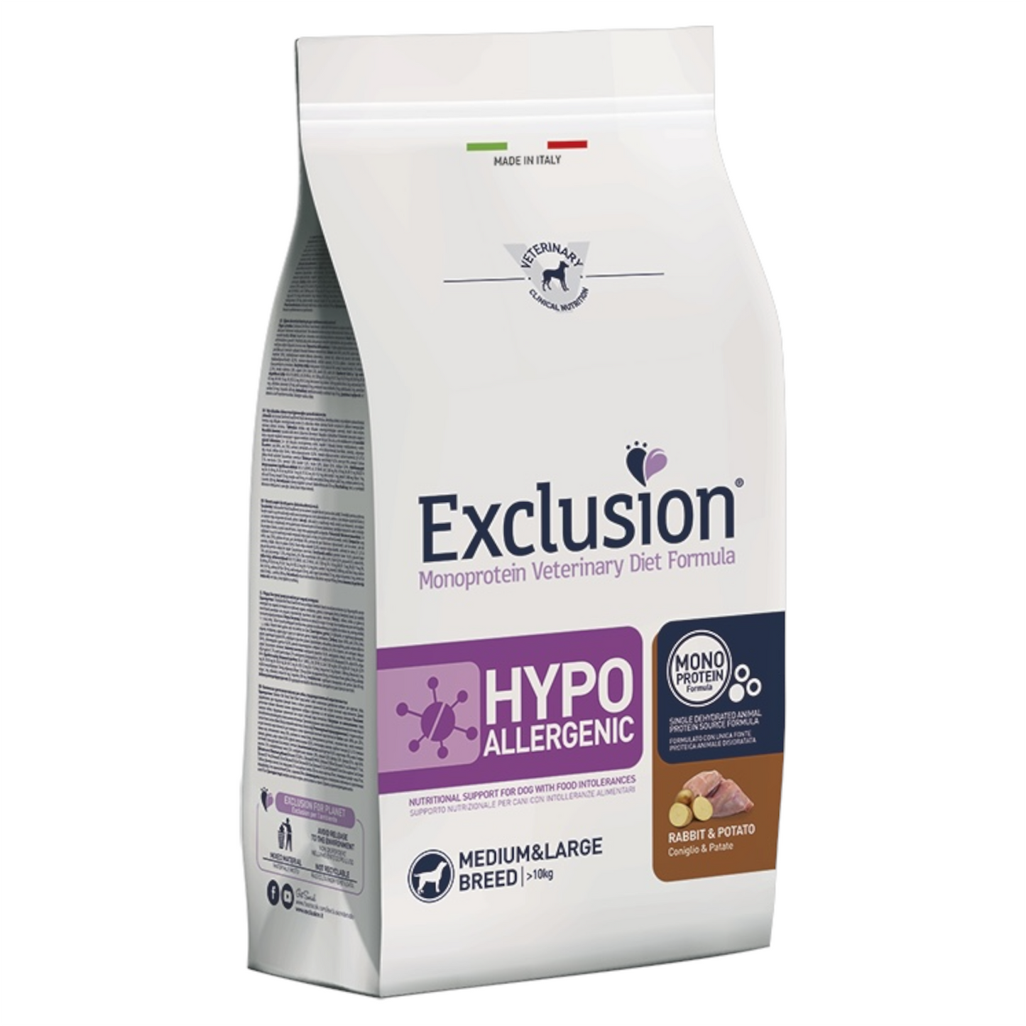EXCLUSION Cane Hypoallergenic Medium&Large Breed Coniglio e Patate Adult 12Kg