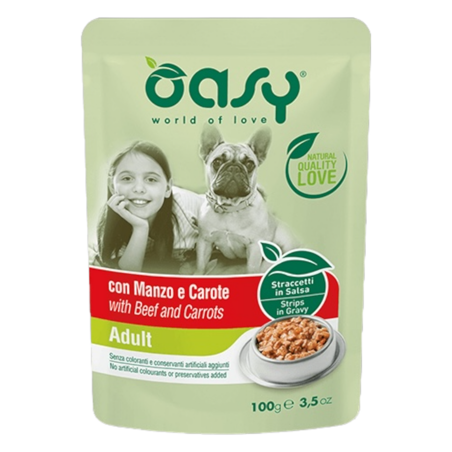 OASY Cane Adult Straccetti in Salsa con Manzo e Carote 100Gr