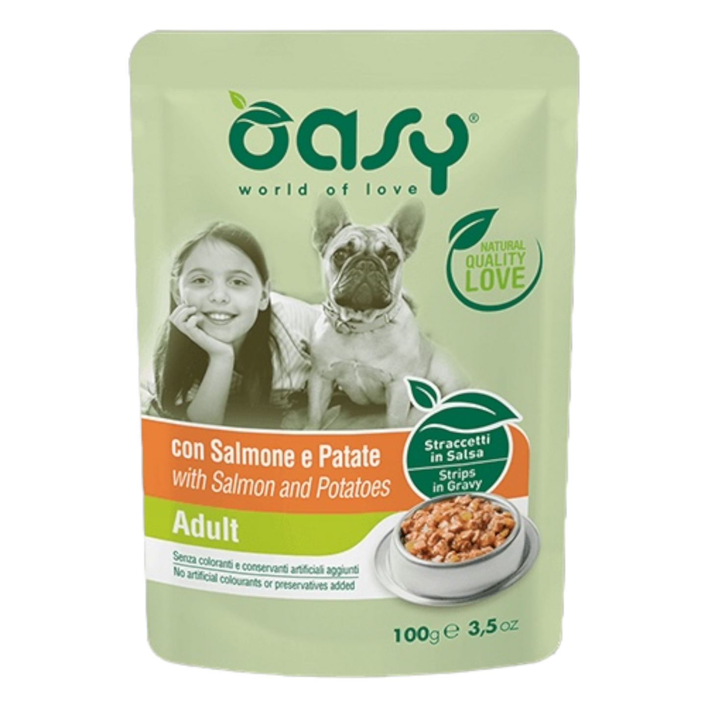 OASY Cane Adult Straccetti in Salsa con Salmone e Patate 100Gr