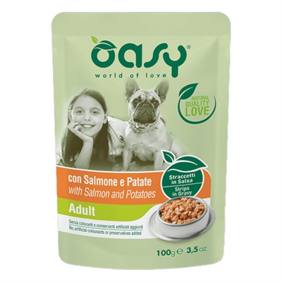 OASY Cane Adult Straccetti in Salsa con Salmone e Patate 100Gr