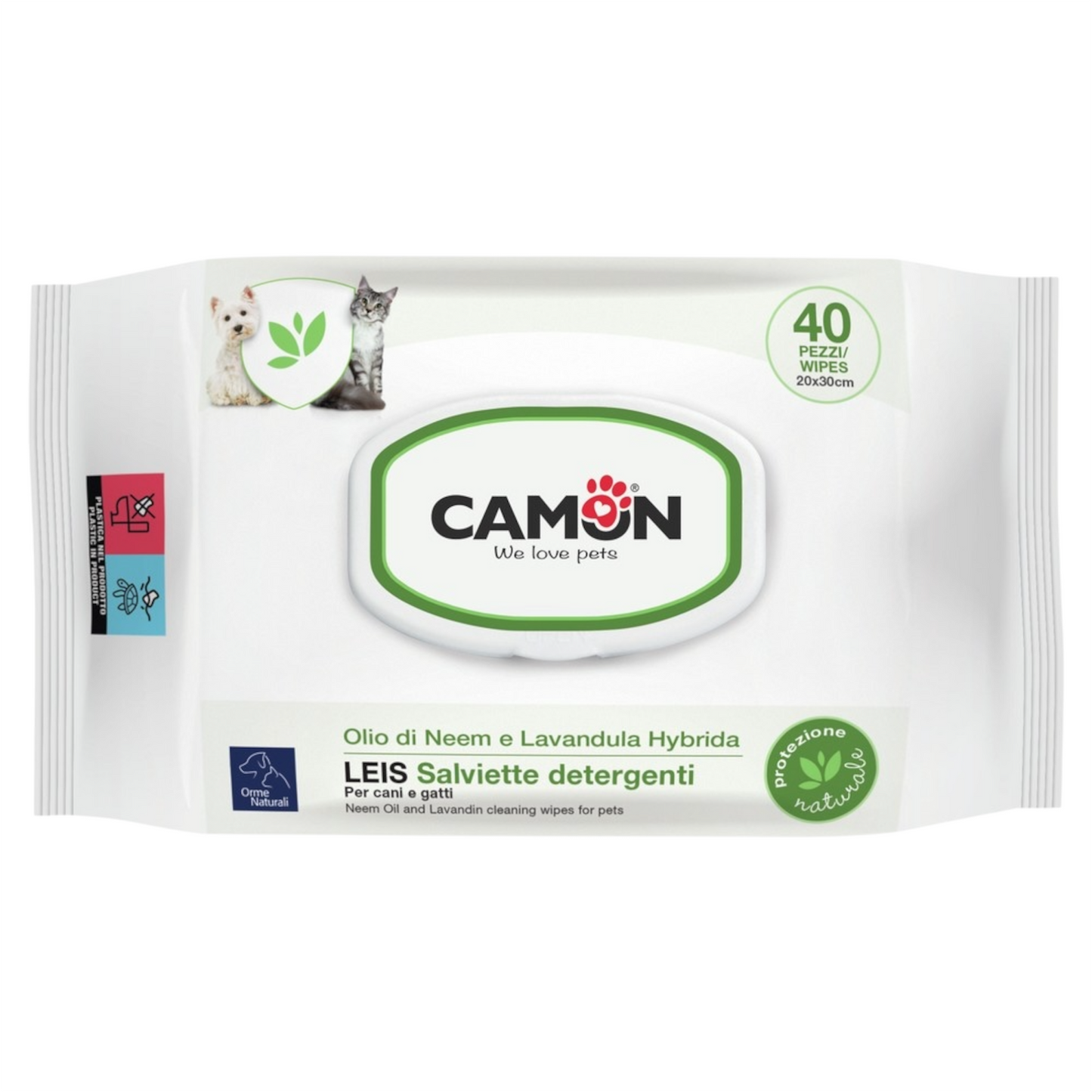CAMON Salviette Detergenti LEIS con Olio di Neem e Lavandula Hybrida 40pz