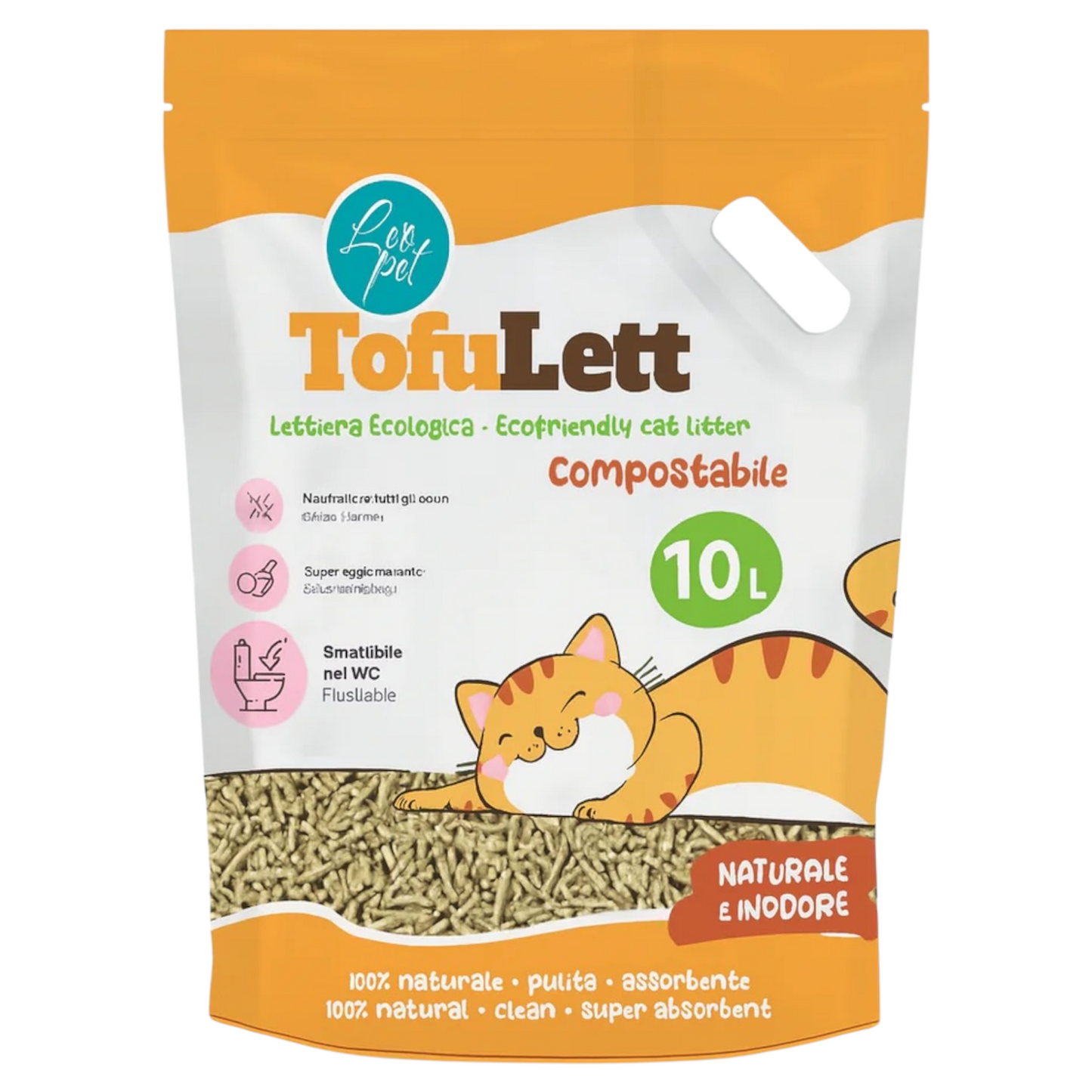 LEOPET Lettiera Tofulett Compostabile Inodore 10 Litri