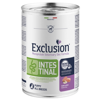 EXCLUSION Cane Intestinal Puppy Maiale e Riso 400gr