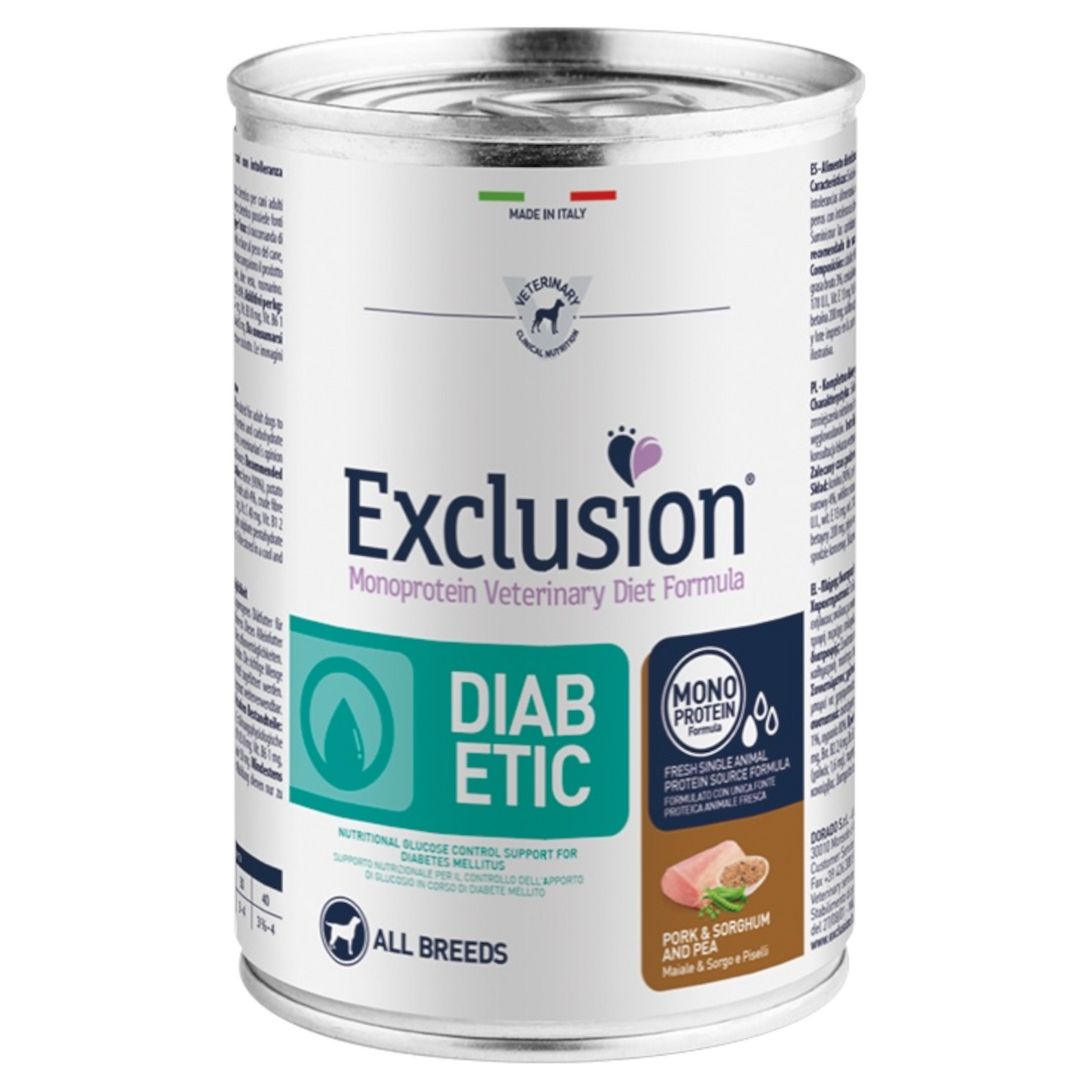 EXCLUSION Cane Diabetic Maiale, Sorgo e Riso 400gr