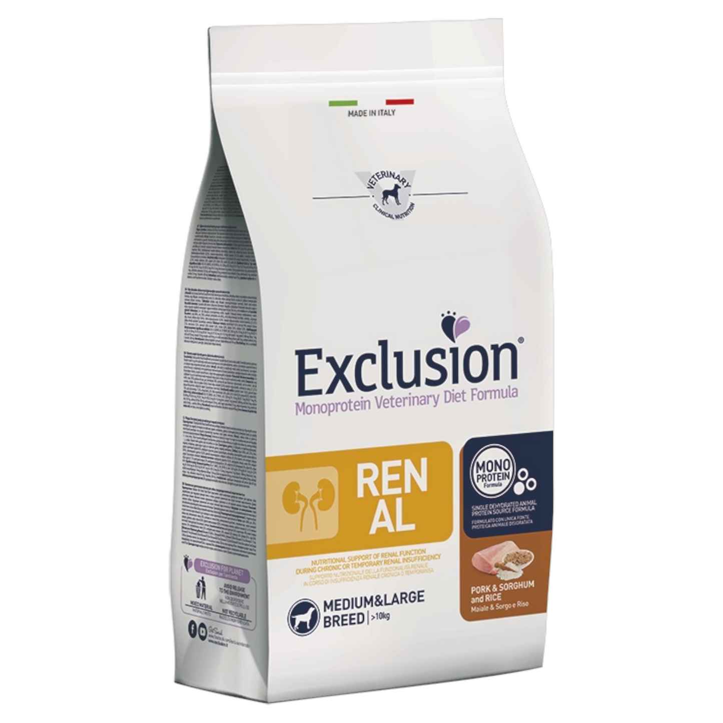 EXCLUSION Cane Renal Medium&Large Maiale, Sorgo e Riso 2Kg