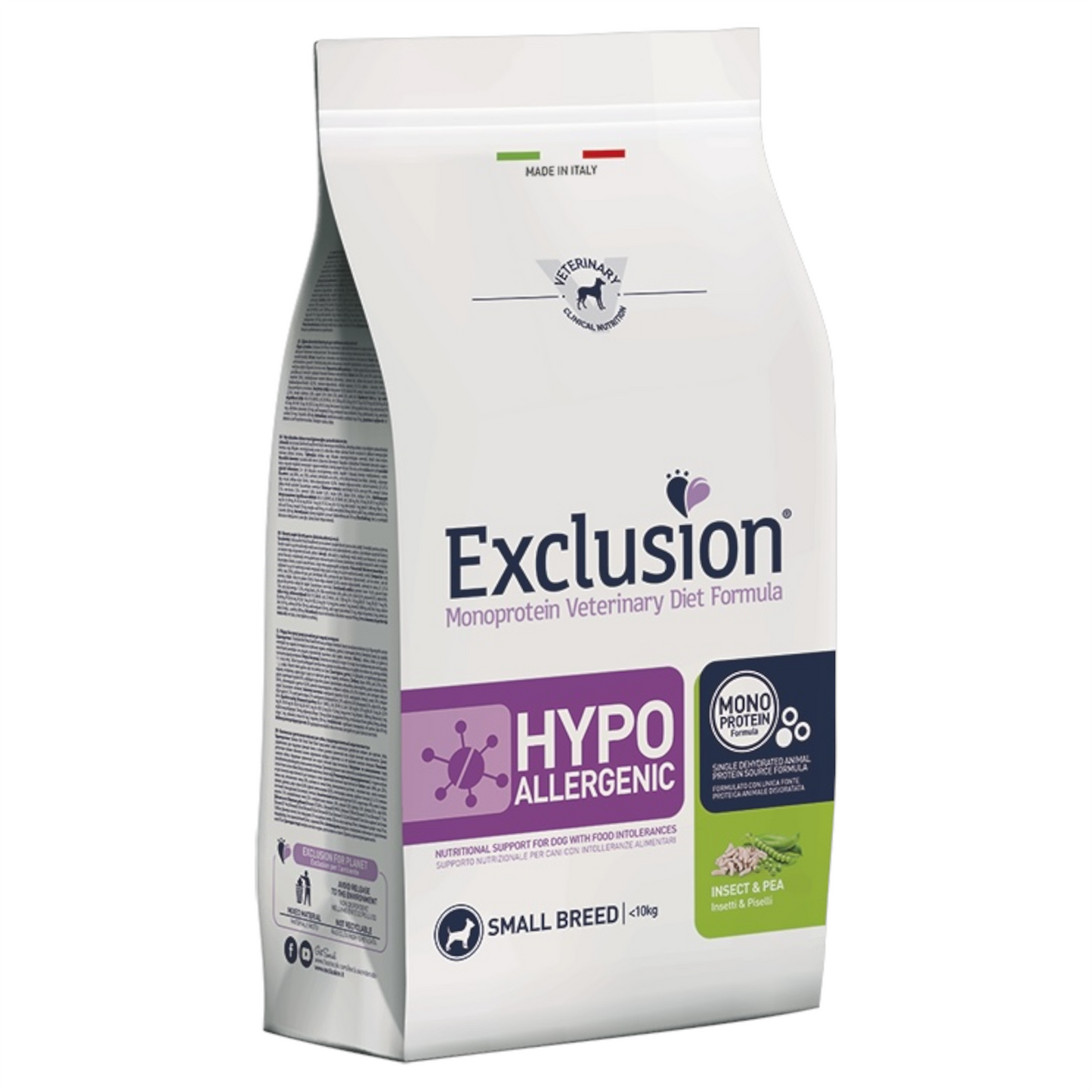 EXCLUSION Cane Hypoallergenic Small Insetti e Piselli 2Kg