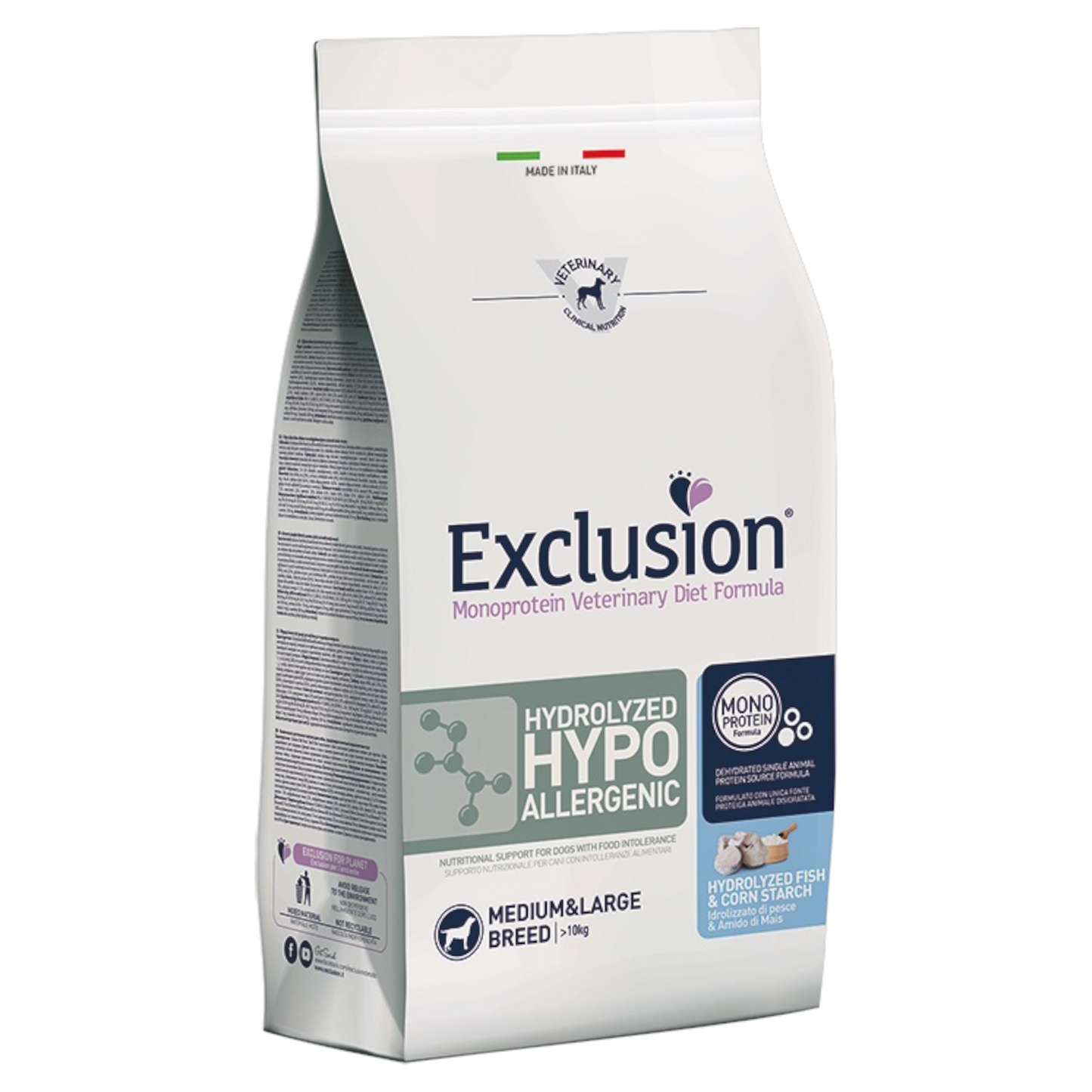 EXCLUSION Cane Hydrolized Hypoallergenic Pesce Medium&Large 12Kg