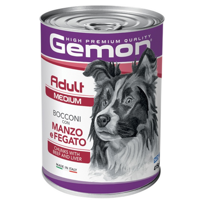 GEMON Cane Medium Adult Bocconi con Manzo e Fegato 400gr