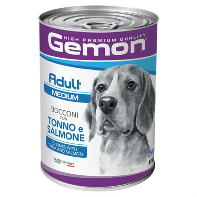 GEMON Cane Medium Adult Bocconi con Tonno e Salmone 400gr